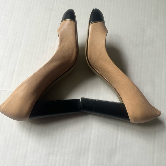 SALE till 9am! J. Crew Etta Cream and black Cap toe high heels size 8 - Picture 3 of 11